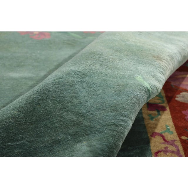 Antique Green Chinese Art Deco Rug, 08'06 X 11'04 For Sale In Dallas - Image 6 of 10