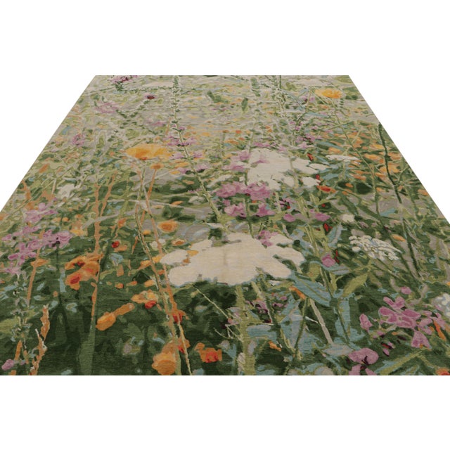 Abstract Rug & Kilim’s Abstract Rug in Green With Colorful Patterns “Wild Flowers Spring" For Sale - Image 3 of 7