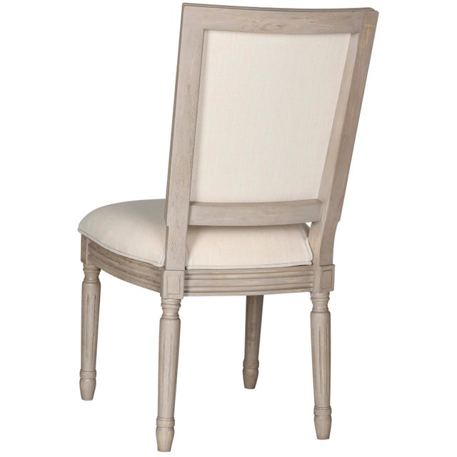 2020s French Brasserie 19" H Linen Side Chair in Light Beige & Rustic Grey - a Pair For Sale - Image 5 of 7