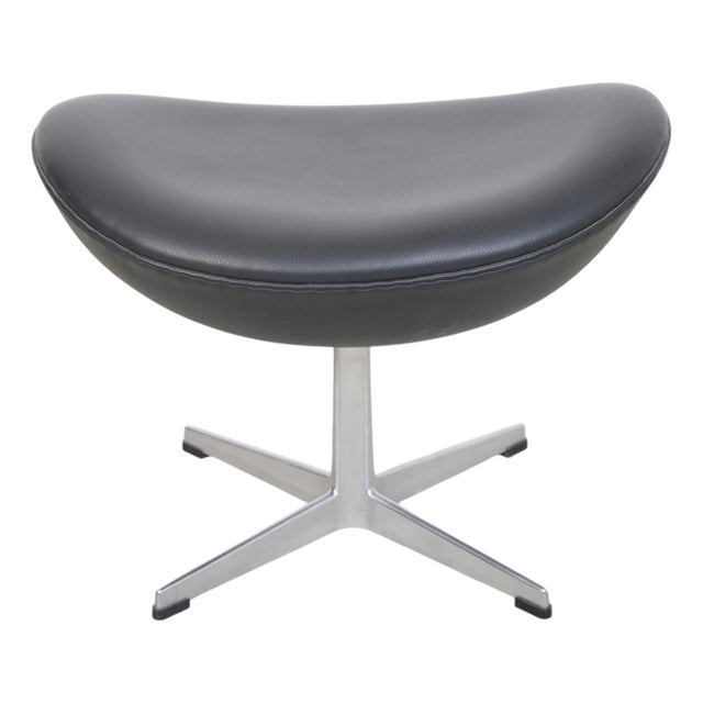 Egg Stool in Black Aura Leather by Arne Jacobsen, 2016 For Sale