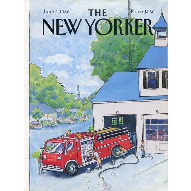 Original vintage New Yorker magazine cover dated June 2 featuring a Firehouse theme. Based on an illustration by Arthur...