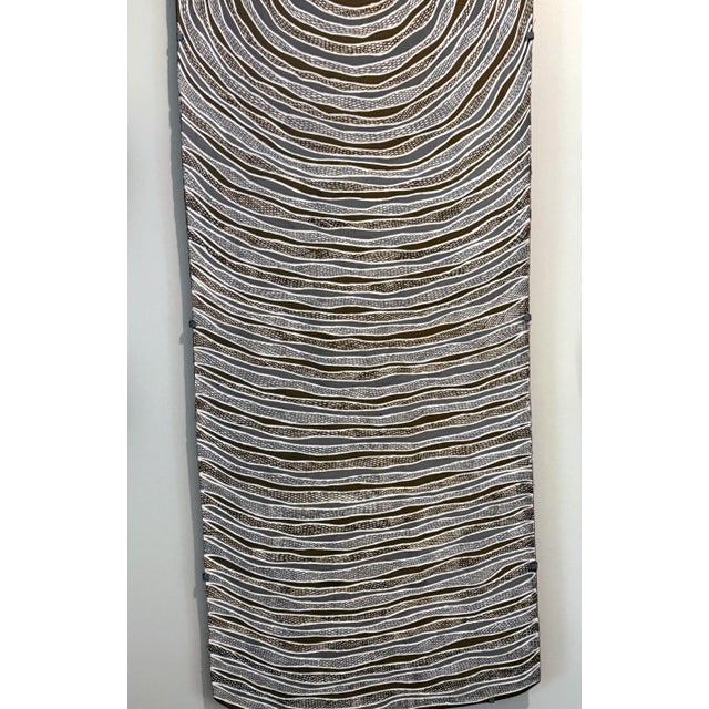 Paint Contemporary Aboriginal Art on Bark by Gunybi Ganambarr Provenance For Sale - Image 7 of 17