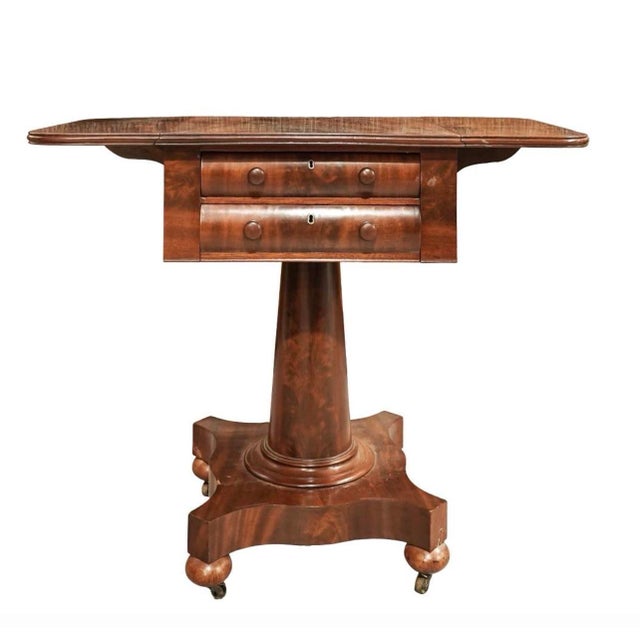 19th Cent. English Mahogany Drop Leaf Ladies Table For Sale - Image 4 of 8