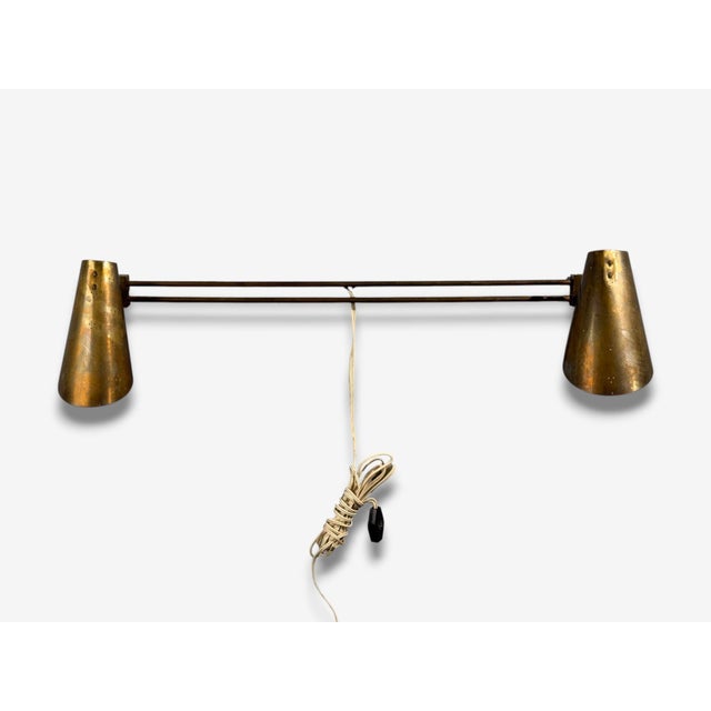 Paavo Tynell Style, Large Double Wall Sconce, Pierced Brass, Finland, 1950s For Sale In New York - Image 6 of 12