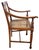 Brown Antique English Anglo - Indian Carved & Inlaid Caned Seat Desk Armchair For Sale - Image 8 of 18