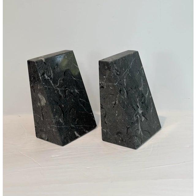 1970s Vintage Triangular Grey Marble Stone Bookends - a Pair For Sale - Image 4 of 8