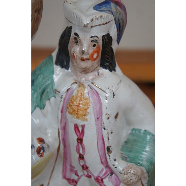 White Antique Staffordshire Porcelain Scottish Highland Harvest Couple Figurine For Sale - Image 8 of 12