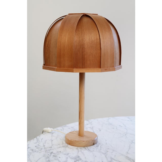 Brown Bentwood Table Lamp from Solbackens Svarveri, Sweden, 1970s For Sale - Image 8 of 8