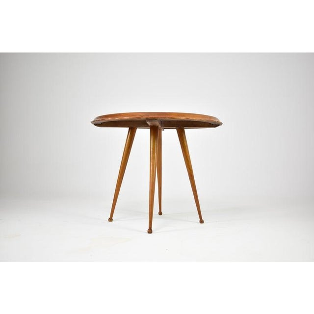 Paolo Buffa Vintage Italian Scalloped Cherry Side Table Attributed to Paolo Buffa, 1950s For Sale - Image 4 of 10