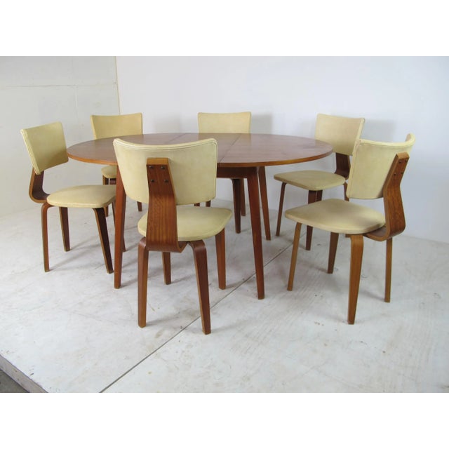 Mid-Century Modernist Vintage Plywood Dining Chairs & Extendable Table by Cor Alons for Gouda den Boer, Set of 7 For Sale - Image 6 of 14