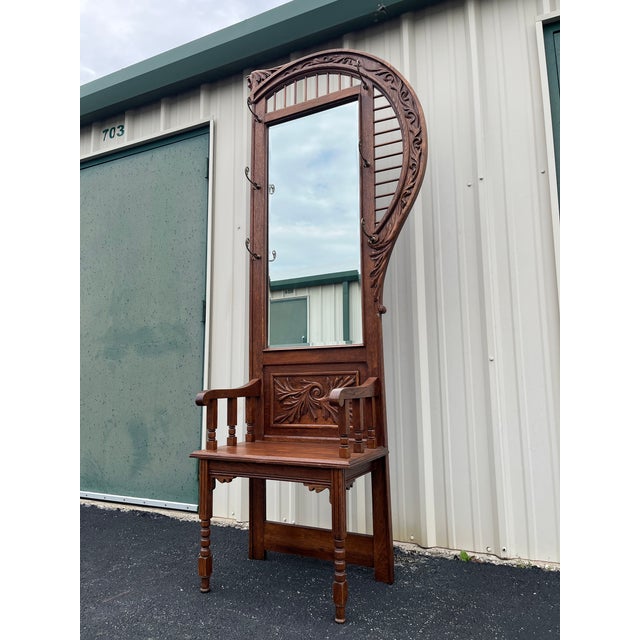 An amazing find. Fully constructed with quarter-sawn oak, otherwise known as tiger oak. Hails from the late 1800s-early...