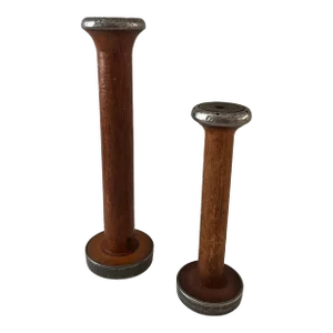 Set of 2 Wooden and Metal Spools