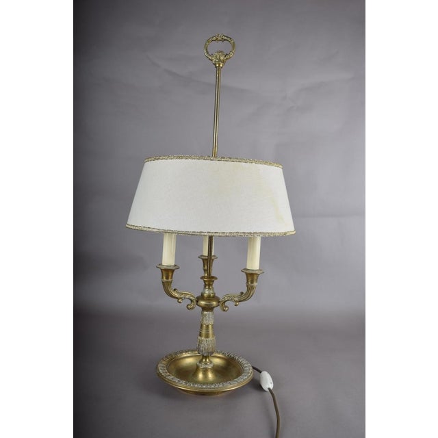 Antique Brass Bouillotte Lamp, Three-Arm Candelabra Form — French, 19th Century For Sale - Image 13 of 13