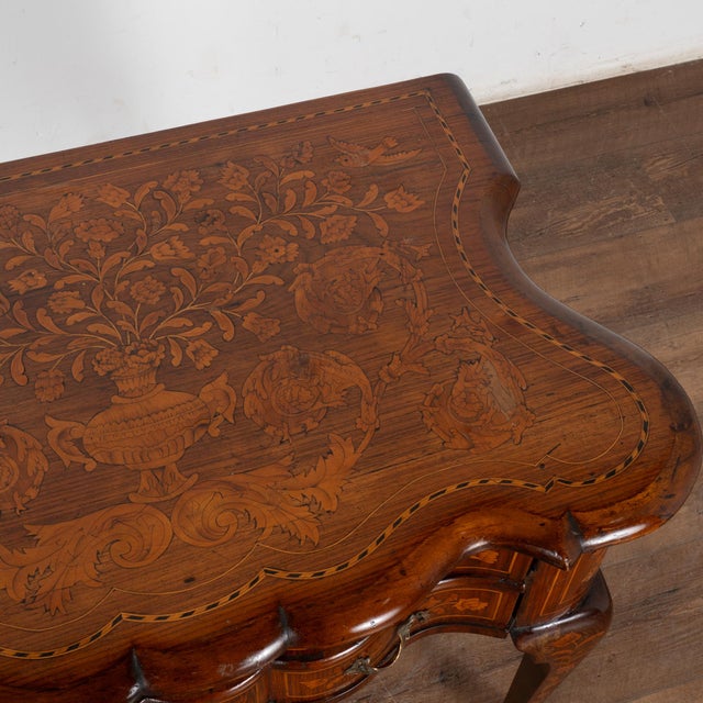 Dutch Marquetry Side Table With Two Drawers on Cabriolet Legs, Holland Circa 1770-1800 For Sale - Image 6 of 12