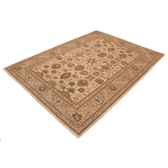 1990s 1990s Boho Chic Ziegler Beige Tan Hand-Knotted Wool Rug - 10'2'' X 14'1'' For Sale - Image 5 of 8