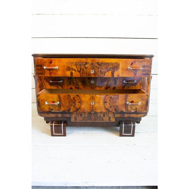 Art Deco Chest of Drawers in Briar and Walnut with Steel Details in the style of Ducrot, 1930s For Sale - Image 6 of 18