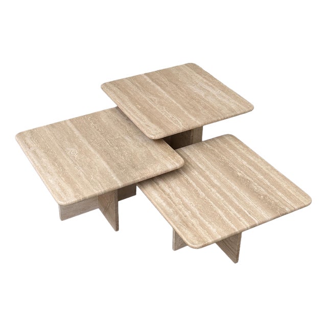Italian Travertine Nesting Tables, 1970s, Set of 3 For Sale