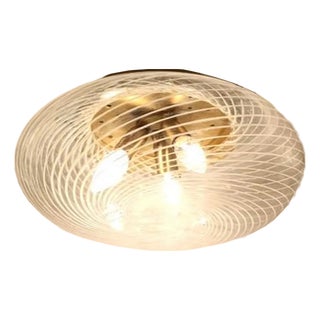 Murano Reticello Swirl Glass Ceiling Light from Venini For Sale