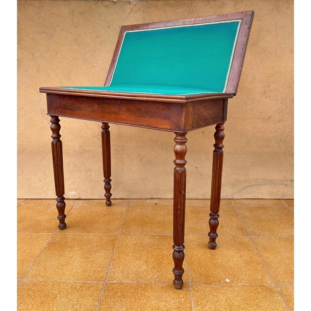 Antique Oak Games Table with Green Felt Top, Early 20th Century For Sale - Image 10 of 11