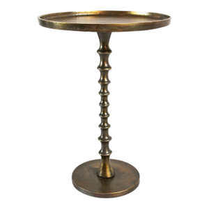 Retro Style Brass Finish Pedestal Side Table