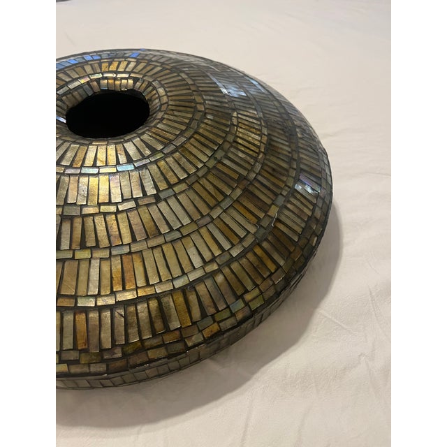 Beautiful Mozaic Vessel -Vase (Tiffany Style) With Iridescent Hand Cut Pieces of Stained Glass For Sale - Image 12 of 12