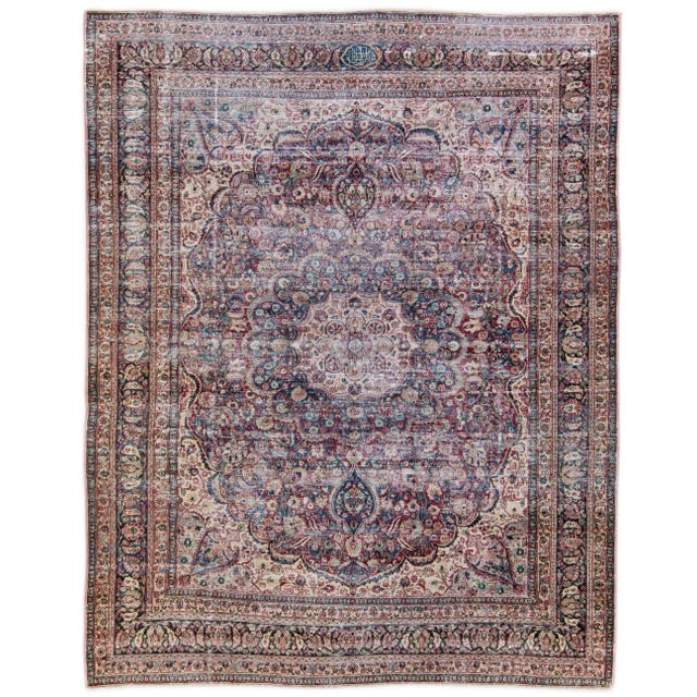 Vintage Distressed Medallion Red Wool Rug For Sale - Image 9 of 9