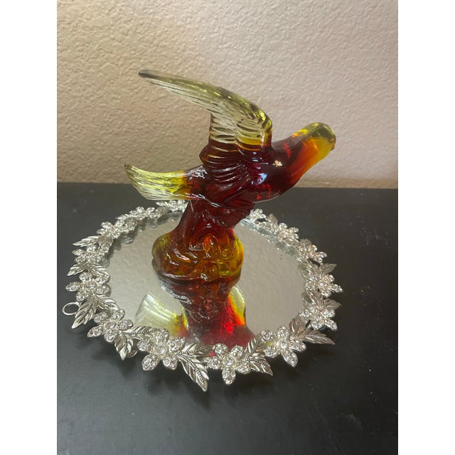 American VTG Mosser Amberina Glass 7” Bird in Flight Figurine For Sale - Image 3 of 8