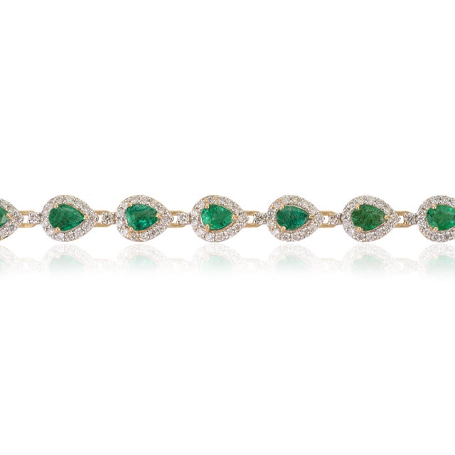 VR Jewels 2.68ct Emerald & 1.56ct Diamond Mexican Bracelet 14k Gold Fine Jewelry For Sale - Image 4 of 18
