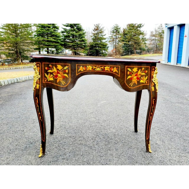 Marquetry, simple, elegant French style writing desk, Napoleon III antique Style Furniture With high quality gilded...