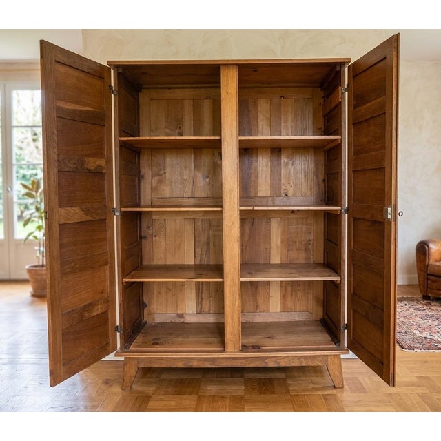 Rene Gabriel French Modernist Oak Armoire by René Gabriel, 1940s For Sale - Image 4 of 11