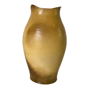 1980's Vintage Mustard Yellow Glaze Art Studio Pottery Vase, Signed