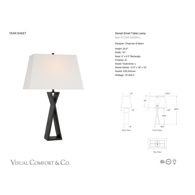 Chapman & Myers by Visual Comfort Signature Denali Small Table Lamp in Aged Iron with Linen Shade Designer: Chapman &...