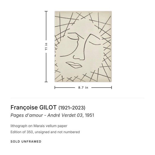 Shabby Chic 1951 Françoise Gilot Pages d'Amour - André Verdet 03 Lithograph For Sale - Image 3 of 3