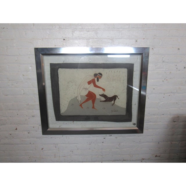 Silver Egyptian-Themed Framed Artwork For Sale - Image 8 of 8