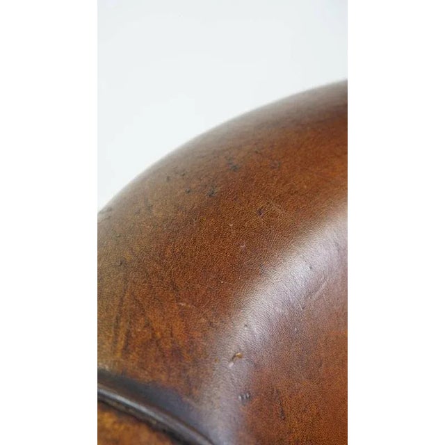 Vintage Club Chair in Cognac-Colored Sheep Leather For Sale - Image 14 of 17
