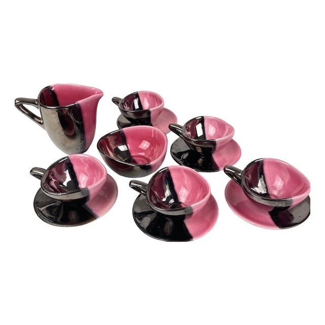 Ceramic Coffee Set Luc from Vallauris, 1950s, Set of 12 For Sale