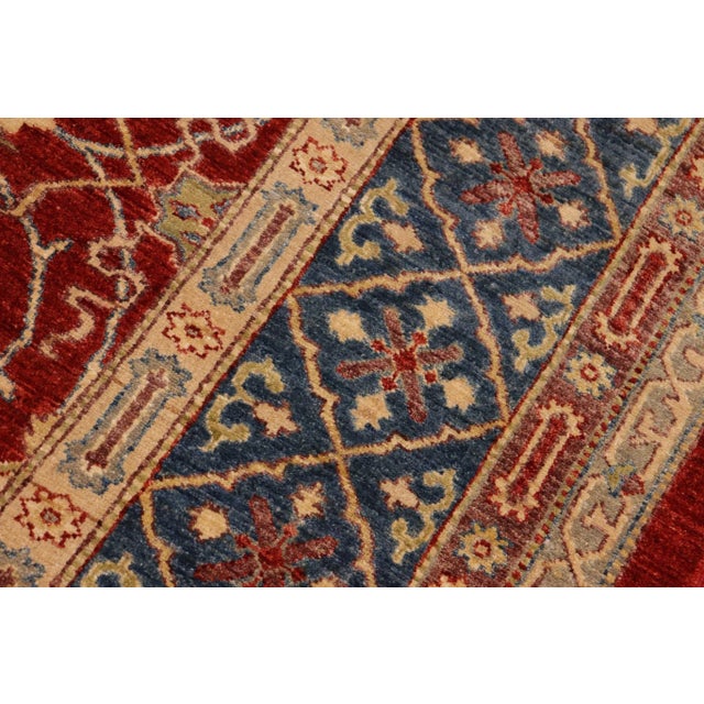 1990s Classic Ziegler Red Blue Hand-Knotted Wool Rug - 10'5'' X 13'7'' For Sale - Image 4 of 8