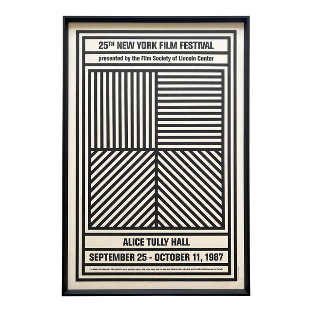 Sol LeWitt Vintage 1987 Modernist Silkscreen Print Framed Extra Large Twenty-Fifth New York Film Festival Poster For Sale