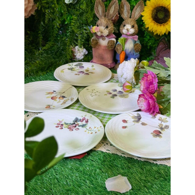 Ceramic Narumi "Lucy's Garden" Series Floral Bone China Plate - Set of 5 For Sale - Image 7 of 9