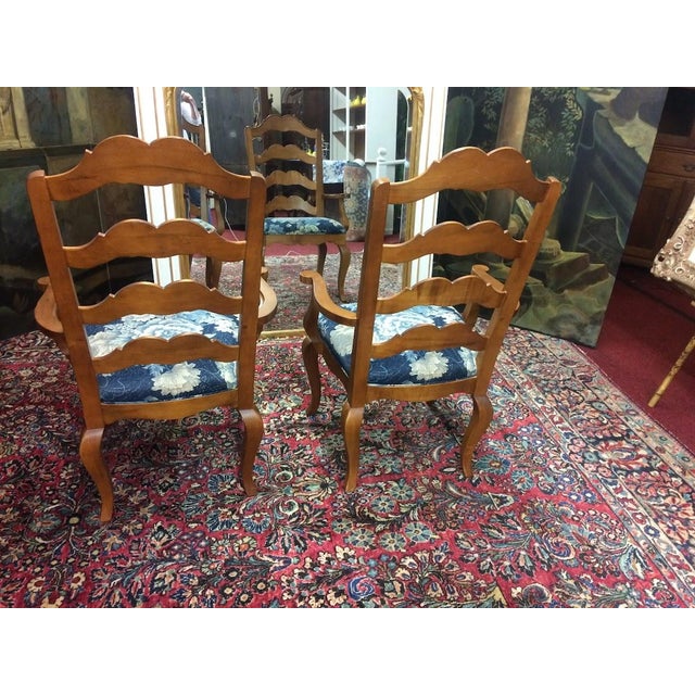 Vintage Ladder Back Arm Chairs, Ethan Allen Furniture, the Pair For Sale - Image 9 of 9