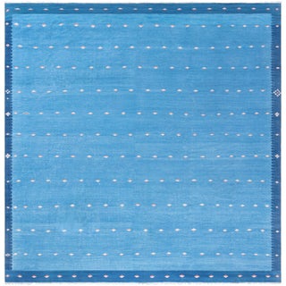 Doris Leslie Blau Vintage Indian Dhurrie Light Blue Flatweave Cotton Rug For Sale
