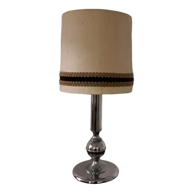 Chromed Metal & Fabric Table Lamp from Gura, 1970s For Sale