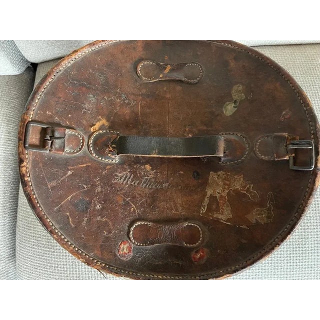 Brown Leather Hat Box For Sale - Image 9 of 10