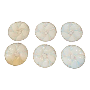 Antique Ceramic Oyster Plates- Set of 6