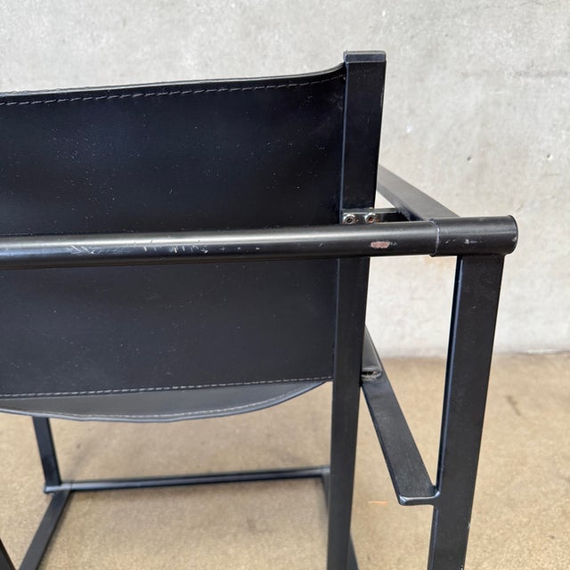 Black Post Modern Black Leather and Metal Armchair #5 by Radbound Van Beekum for Pastoe For Sale - Image 8 of 12