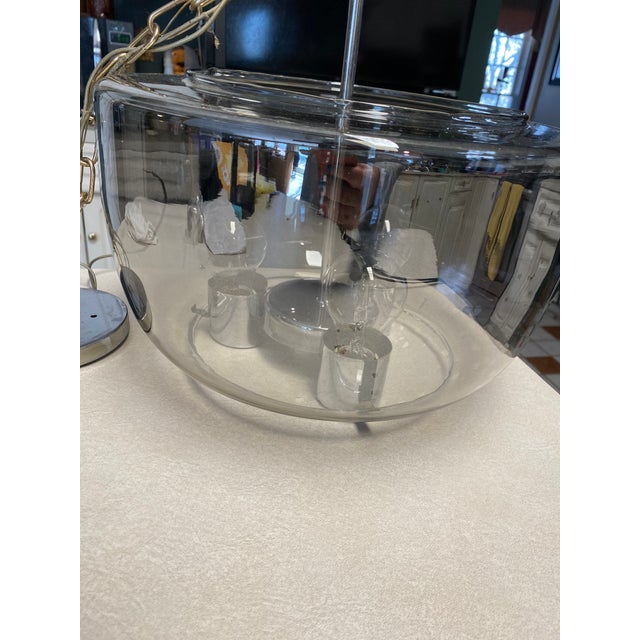 1970s 1970s Retro Smoked Glass Chandelier Pendant Light Fixture For Sale - Image 5 of 12