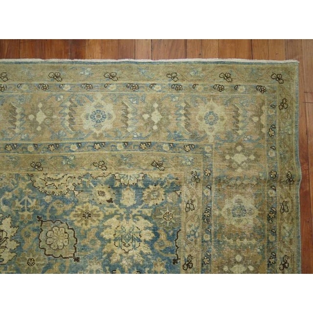 Antique Pale Blue Persian Tabriz Rug - 9'5" x 12'10" For Sale - Image 16 of 18