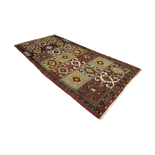 Boho Chic Vintage Turkish Konya Kilim Rug For Sale - Image 3 of 7
