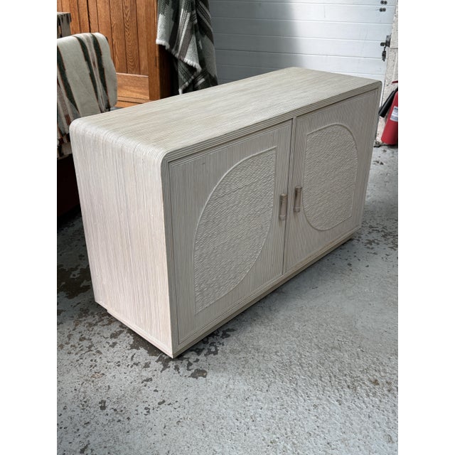 Ivory Split Reed Rattan Sideboard from Vivai Del Sud, 1960s For Sale - Image 8 of 12