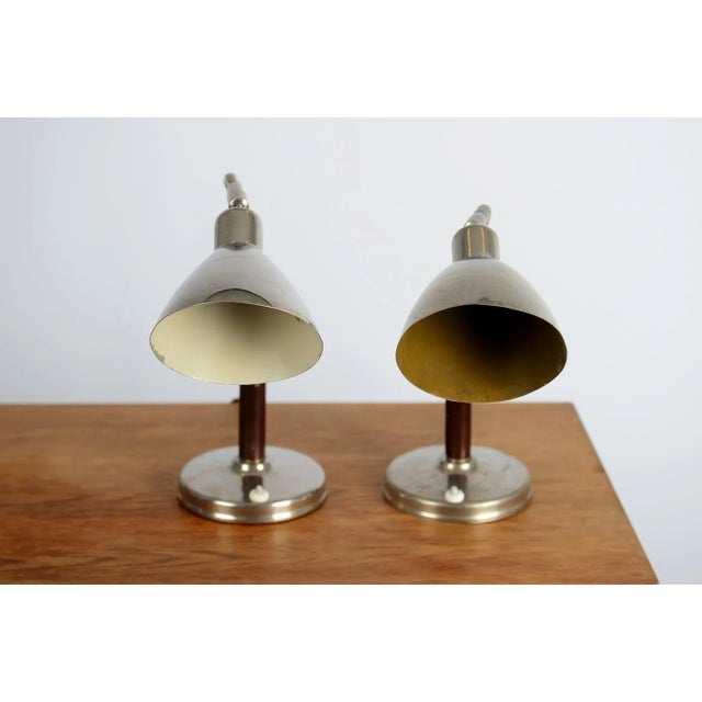Bauhaus Nickel Table Lamps attributed to Franta Anyz, 1930s, Set of 2 For Sale - Image 4 of 10
